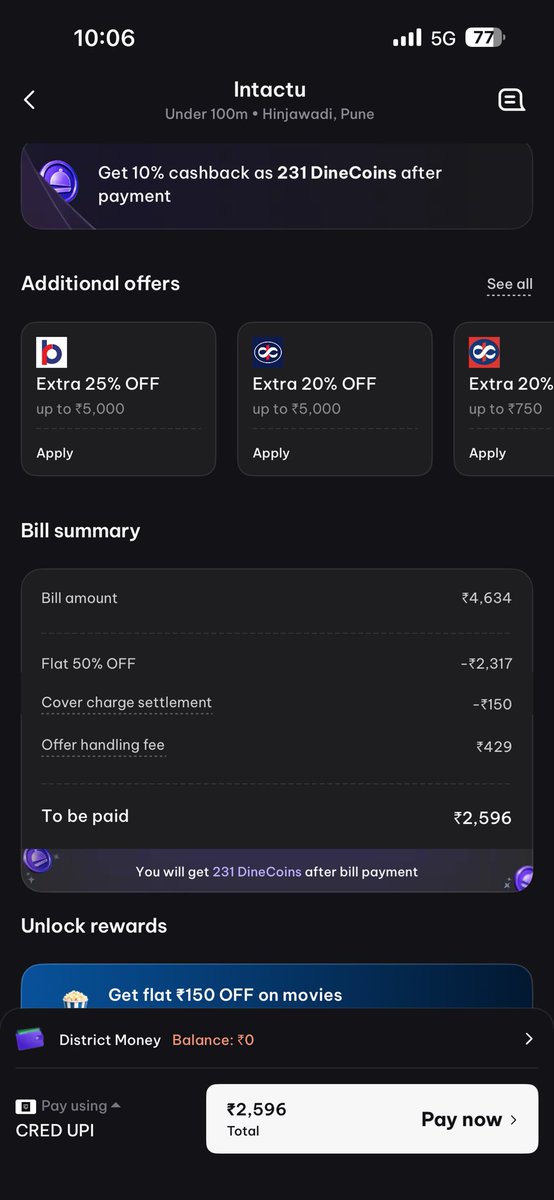 veerainkaul's tweet photo. Look at the order Handeling fee 🫡 in the process of eating food outside only @zomato  @district_india  made money  :D seriously absurd .

P.s I made payment from other portal where it was still in control , lost 150 rs in process but it’s okey lesson learnt https://t.co/D4Xc4kx4xt