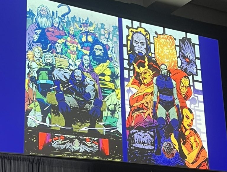 dcuworld's tweet photo. Scott Snyder and Sanford Greene will tell the history and motivation of Darkseid in The Darkseid Vs The World one-shot!

It is easy for new readers to understand and this will also tell us what Darkseid will be doing in 2027! This is a key issue in bringing the Absolute and Mainline Universe even closer!

Via:@bluebeetlesbug/@heyitsjennalynn