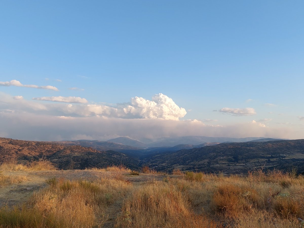 SinhacheAsh's tweet photo. ⏱️ 21:10 desde el mirador de la CL505
Pirocúmulos del #IFBurgohondo 
Brutal la extensión y altura https://t.co/eNNcQIKNOy