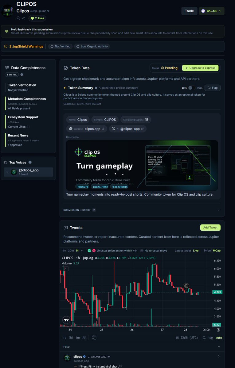 web3vision1's tweet photo. Bullish on $CLIPOS 🔥
One F8 hotkey = raw gameplay into viral shorts instantly. Gamers about to dominate.
Early alpha on Solana 🚀
CA: 3QqpkmgoYCBpkrweZaEKJin2PfDxAqFr4pysmw5Npump https://t.co/GDCiTUbAbb
$CLIPOS
#clipos #gn #ToTheMoon #memecoin #solana #pump #dex #crypto #Web3 https://t.co/ZWIbVAPwIQ