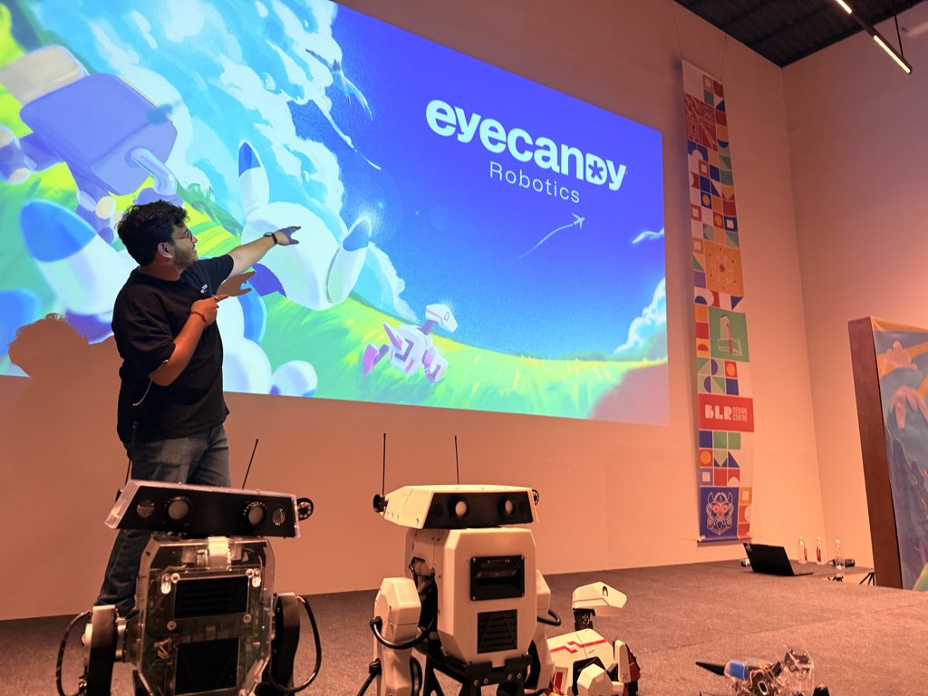 hi_gpaul's tweet photo. What a dayy🔥🔥🔥

Against all odds we at @eyecandyrobots pulled off a live demo of our droids flawlessly 🎉

Its been an incredible journey for the last few months - and what we showcased today is just a teaser.

More pics and BTS coming soon 🚀 https://t.co/1HPqAdV5Ma