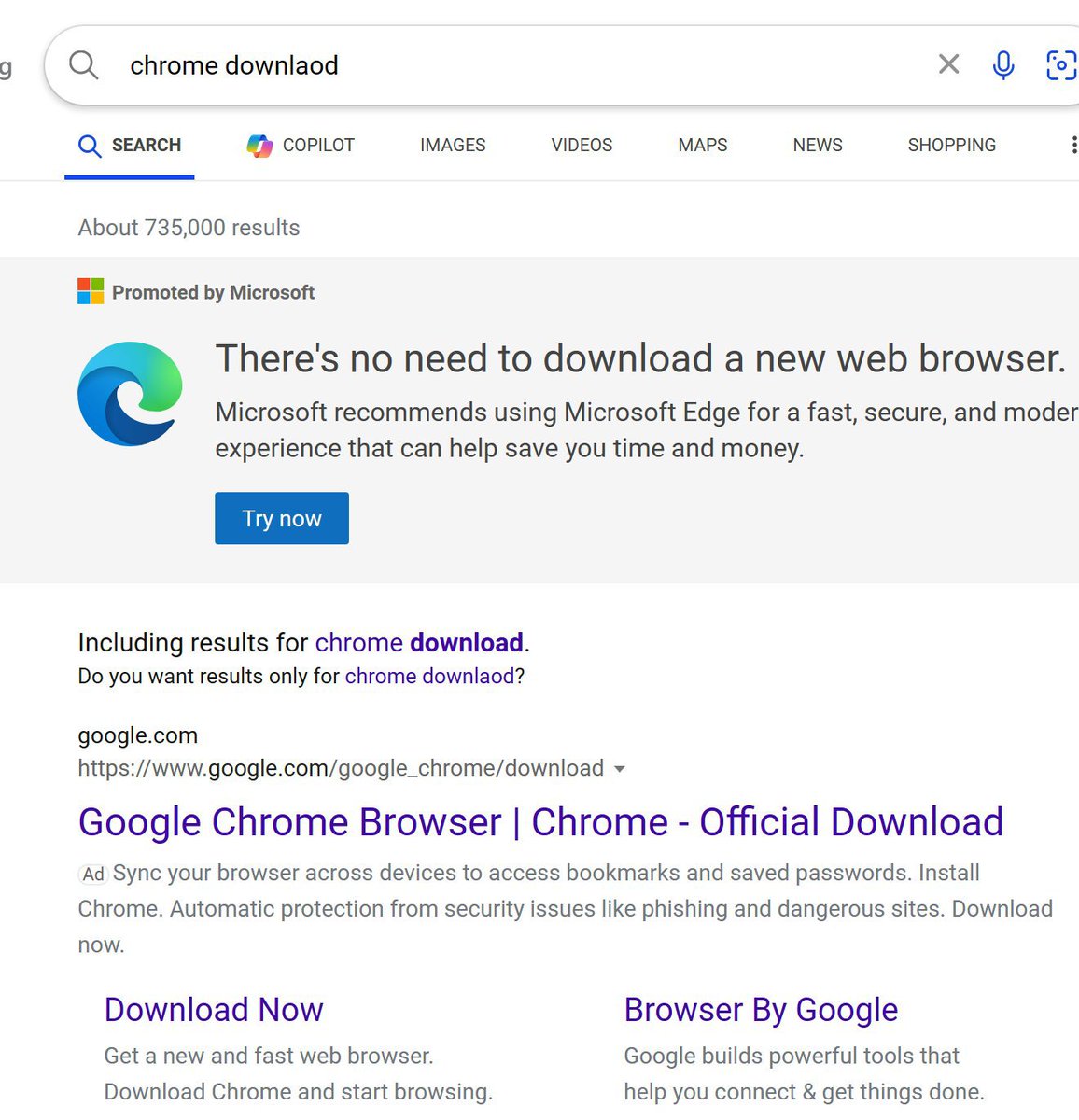 Jacked_Obafemi's tweet photo. This always crake me up whenever I see it, Microsoft really tried to promote Edge browser but Google Chrome does it for me https://t.co/6gSPEAJ9r9