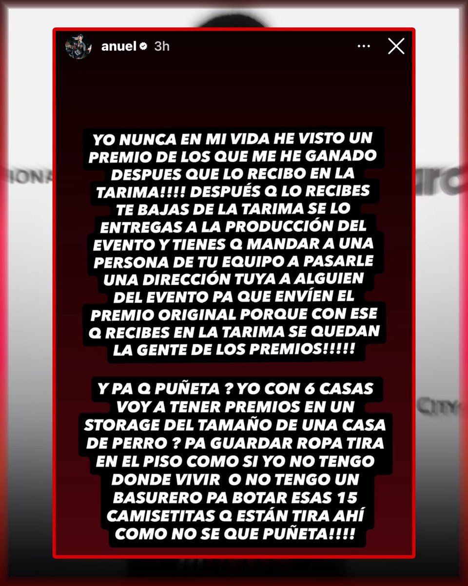 Moluskein's tweet photo. Luego de que Anuel insinuara que contenido en storage que ha generado controversia, podría ser de su exmanejador, Frabián Eli , Frabián da su versión y dice que dichos premios fueron malintencionadamente robados de su oficina cuando estaba con Anuel y que nada de lo que había en storage tiene que ver con él o alguien que lo haya hecho.