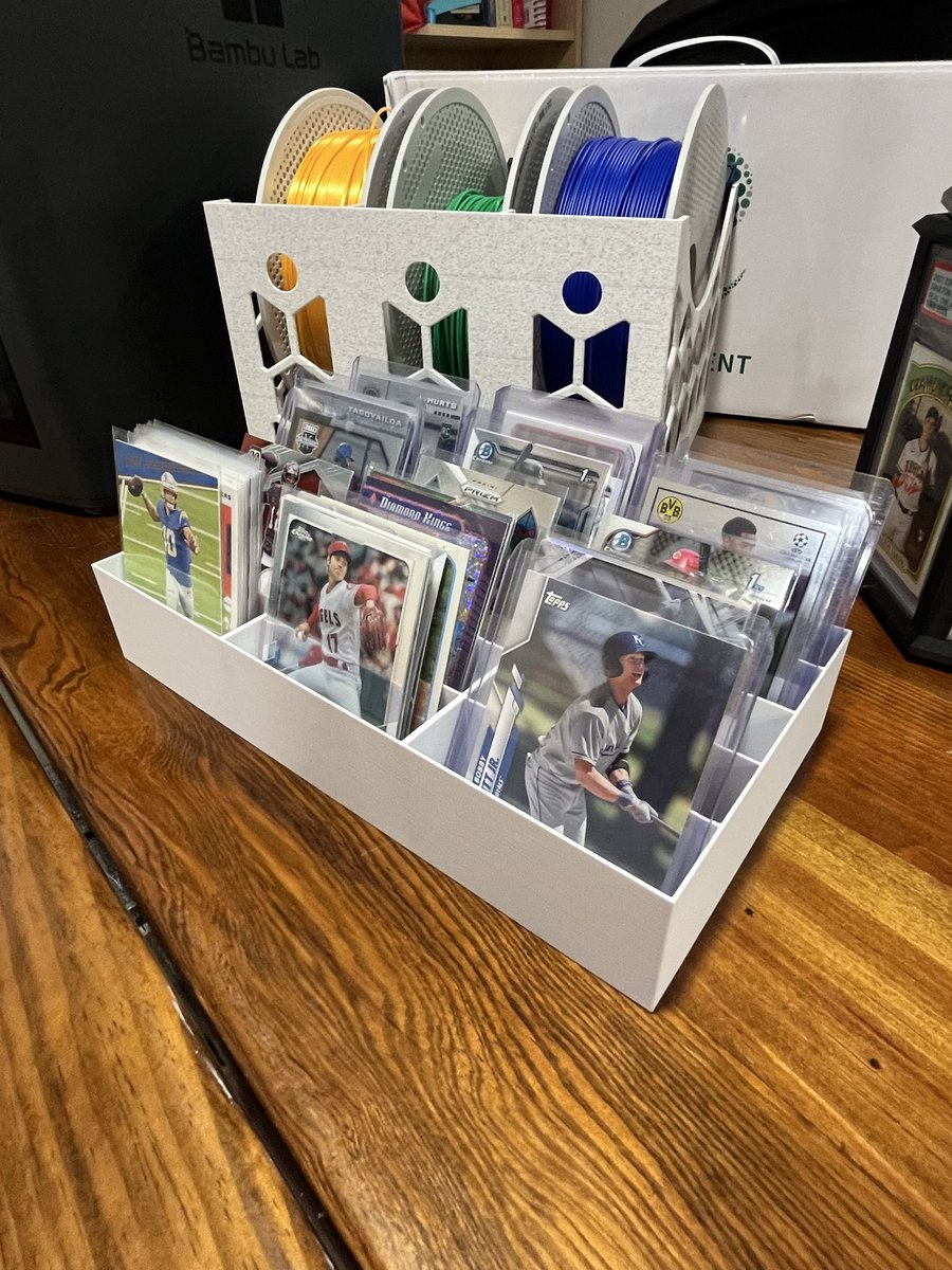 kdhobbyco's tweet photo. And finally a simple design but something necessary for all collectors - a card sorting &amp; storage tray. 15 compartments wide enough to fit raw, sleeved and top loaded cards. Available in a few colors https://t.co/4gTAIdta6n