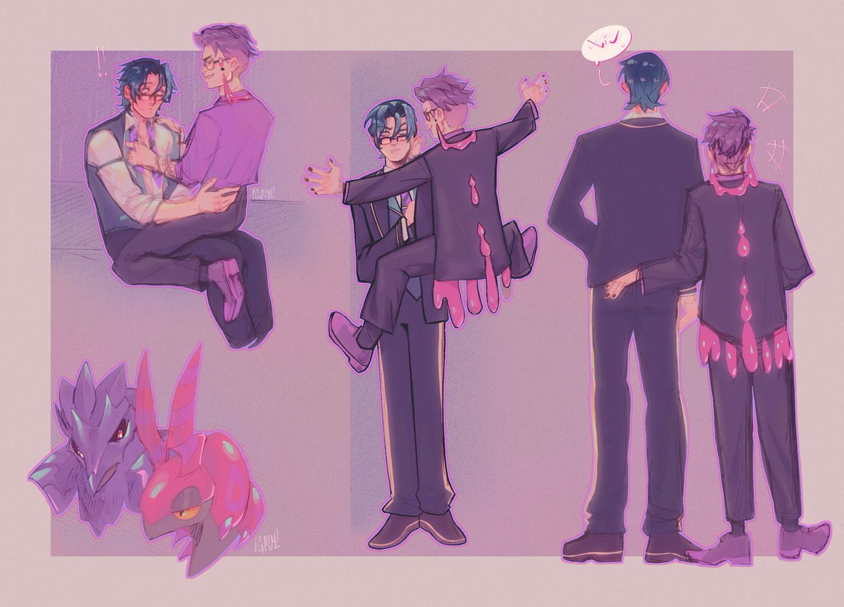 dyegrim's tweet photo. Some doodles I did on my birthday of Soren and Corbeau 💜💚this started as a crackship but now it’s like my only ocxcanon lmao

#yumeship #ocxcanon #pokemon #corbeau https://t.co/xCjeavnRoe