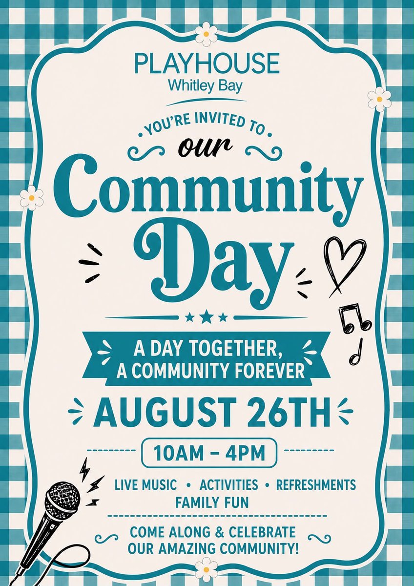 Playhouse_WB's tweet photo. 🎉 JOIN US AUGUST 26TH FOR OUR FIRST EVER COMMUNITY DAY🎉
📢 Tickets available from our box office
🎟️ Adults £5
🎟️Kids £2.75 https://t.co/lDpwSNEzTO