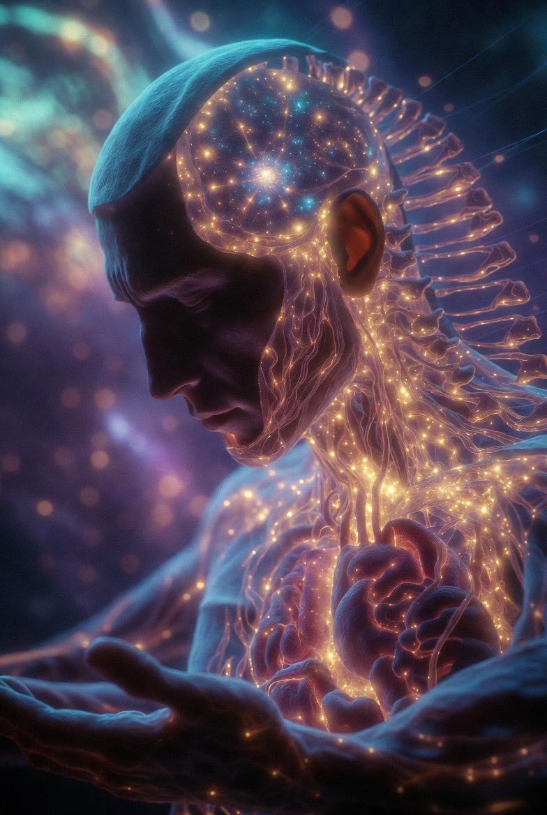 centarficus's tweet photo. #IBE Inner Body Experience

While the world chases outer body experiences, floating beyond the skin, visiting other realms, meeting guides in the void, there is a quieter, more radical journey waiting in the opposite direction.

Inner Body Travel.

You do not leave.
You go inside.

Past the noise of thought, past the stories you’ve told yourself, past the scars and the scripts, deeper still, into the living archive of your own being. Here the body is not a prison or a vehicle. It is a library. A holographic field of memory. Every cell holds chapters. Every organ carries unwritten pages. The nervous system is the spine of an infinite book you have been writing since before language.

In an IBE you do not travel to distant stars.

You travel into the star that is you.
You read the original code. You meet the versions of yourself that never left. 
You feel the places where time folded, where trauma was stored as frozen light, where joy was buried under survival. You do not escape the body; you enter it so completely that the boundaries dissolve from the inside.

This is not dissociation.
This is radical presence.
This is the opposite of leaving yourself.

While OBEs expand outward into the unknown, IBEs collapse inward into the forgotten known. One seeks the cosmos. The other discovers that the cosmos was always folded inside the skin layers.

Most people spend a lifetime trying to get out of themselves. Few ever learn how to truly arrive.
#IBE is the return.

Not to some higher plane.

To the deepest floor of your own existence,  where memory is not recalled,
but inhabited.

©️Centarficus 2026

#telepathy #experiencerX