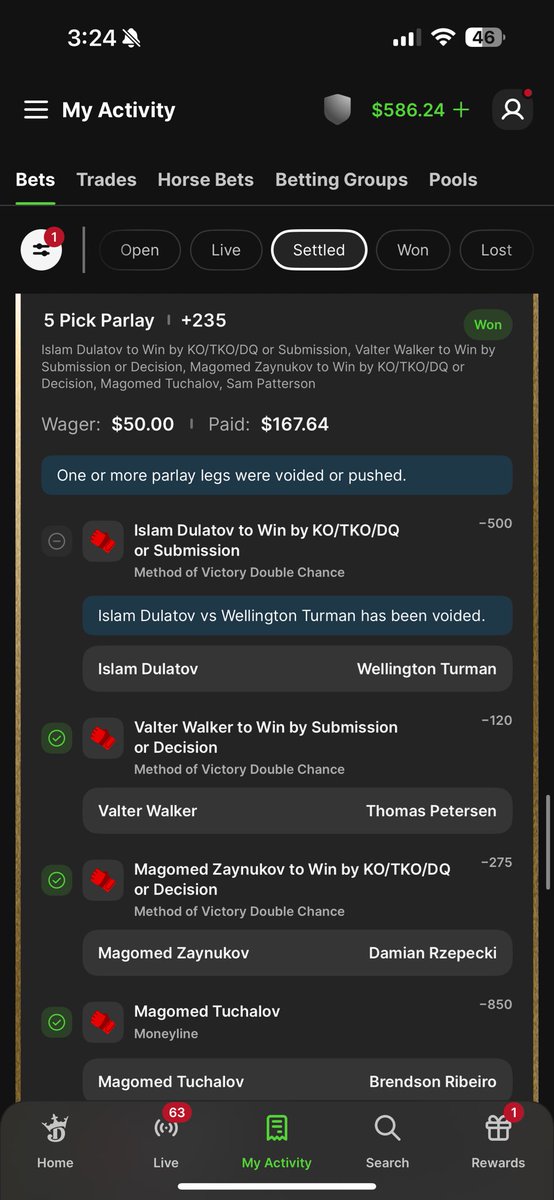 KySlider's tweet photo. Let’s go! +$319 on #UFC #UFCAbuDhabu

Could have been more had Dulatov fought and won but it’s ight. 

A pretty easy betting card so I won’t toot my own horn but proud that these were all personals. (Shout out my boy from home for being my book)

Get right before you get left! https://t.co/vJ9tlsDQok