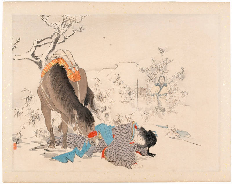 JapanTraCul's tweet photo. Woman Who Fell off a Horse, by Mizuno Toshikata, ca. 1900 https://t.co/OaiebC6sZv