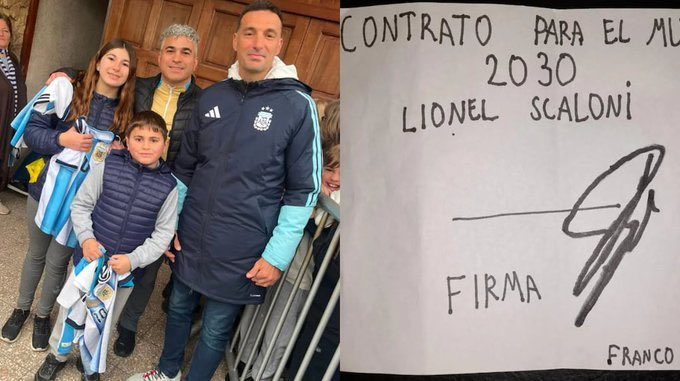 JonatanViale's tweet photo. Amamos al nene que le hizo firmar contrato a Scaloni hasta 2030. https://t.co/DgH7VYdw1S