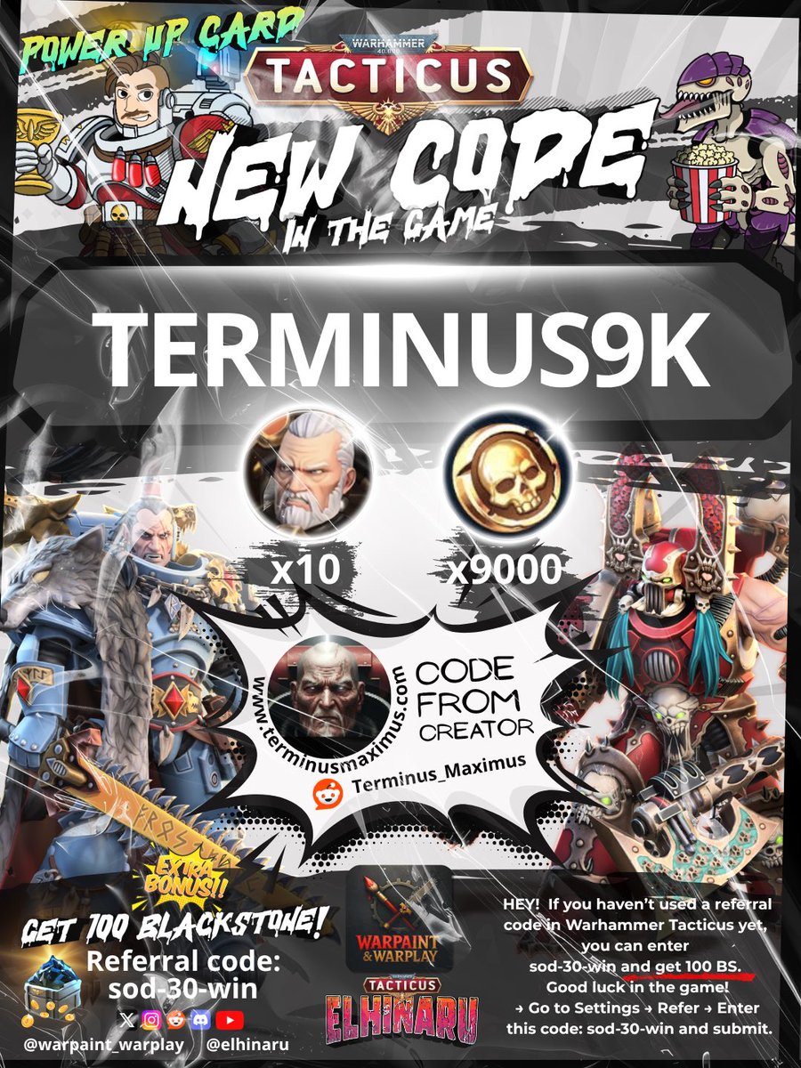 TacticusCodes's tweet photo. 3rd New Code (25 July 2026) Warhammer 40.000 Tacticus. Power up Card. #warhammertacticus #tacticus #tacticuscode #warhammer40k #wh40k #dawnofwar4 https://t.co/aW0NB8gt0G