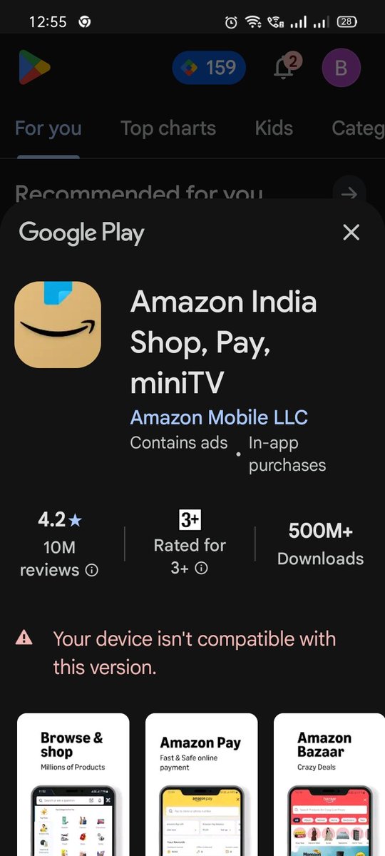 MusaifBangi's tweet photo. @amazon My phone is realmi 5i ,Android version 10. My support others shopping app and Even it supports PUBG . Please fix this . I have so many things purchaseed , and going to use Amazon for daily use . https://t.co/pq9edNEolz