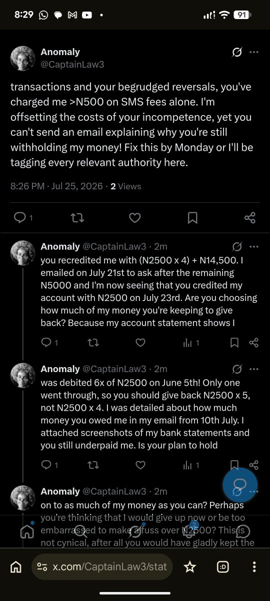 CaptainLaw3's tweet photo. Web Twitter sucks. Where did all the tweets I just typed out calling @keystonebankng out go? The first tweets are missing from my thread and the ones that were salvaged did not post in a sequential order. @keystone, just reverse the last N2500 charge from June 5th and we good. https://t.co/bkXAmbaCUw