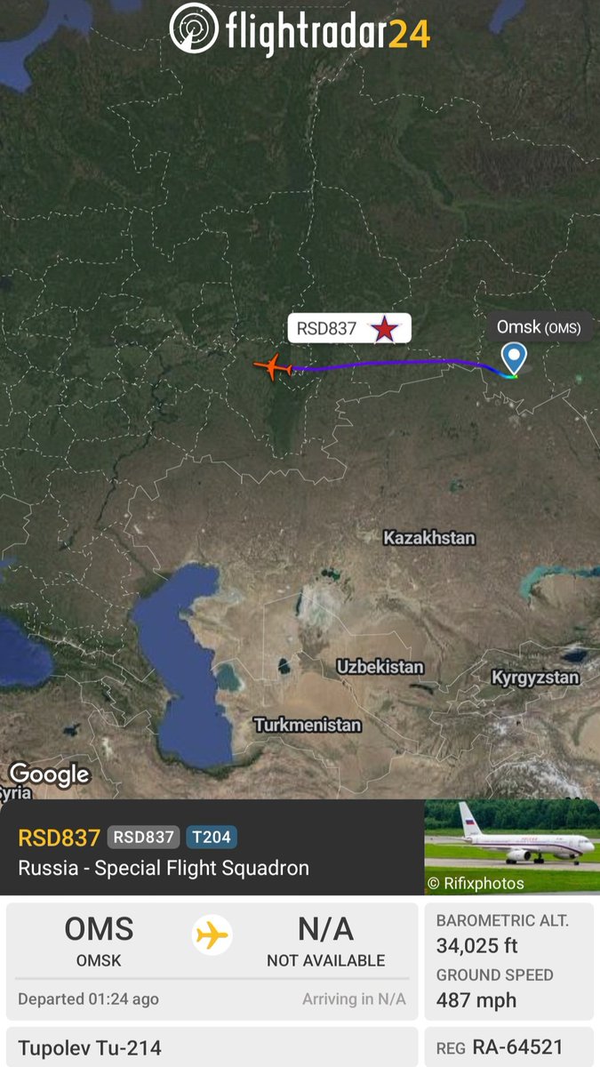 Borrowed7Time's tweet photo. Russia Special Flight Squadron Tu-214 RA-64521 #14FC09 RSD837 returning to Moscow from Omsk. Aircraft arrived earlier today.
@sipjack1776 @thereccelizard @holgidaun @RBbethetruth @LadyAstroJet https://t.co/vJ63largD3
