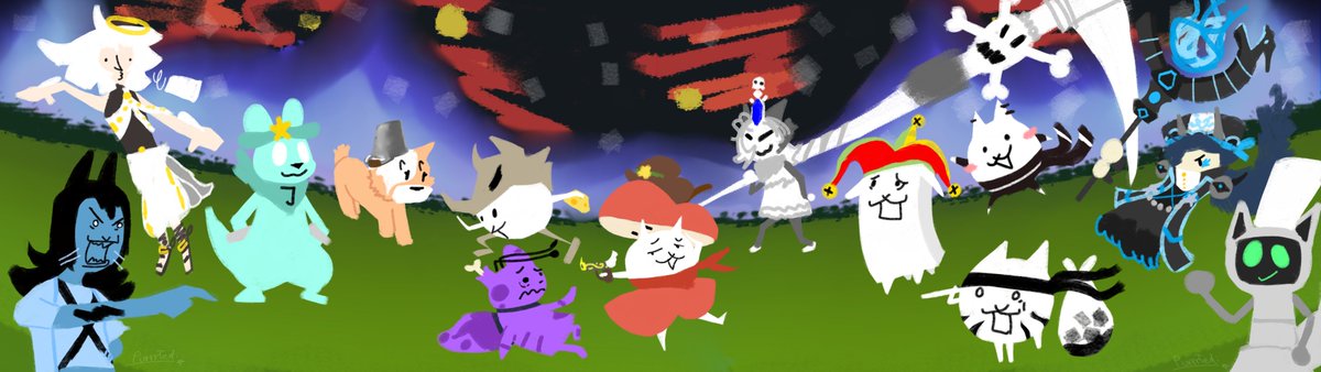 PurrrTedi's tweet photo. 16. Battle Cats Ultimate. w/ character from (left to right, Enemies to Cats) Puss, TrophyHunter21(on AF), @tressdemon, Roseqwartz, BellOfBlinx, rexi_zip, 6CORROSION7, Crimswing, VampurrDelight, j1nk (i forgot your @ sryyyy), @andreasand2896 and DawnyOnArtfight https://t.co/PE5DfhXAZs