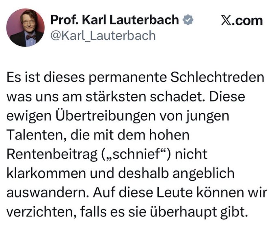 Jay5244's tweet photo. Warum hat Hr. Lauterbach den Tweet entfernt? Hat die #spd Angst, dass die Wähler davon laufen? #welt #bild https://t.co/WeXKizZHJB