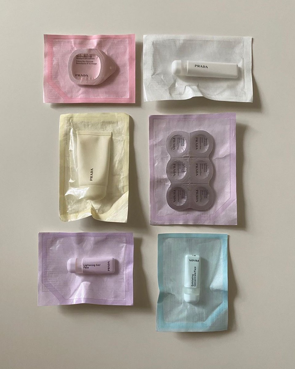 dearvotion's tweet photo. Prada’s 1999 skincare line with packaging designed by Karim Rashid. https://t.co/xa7D8ZvfEO