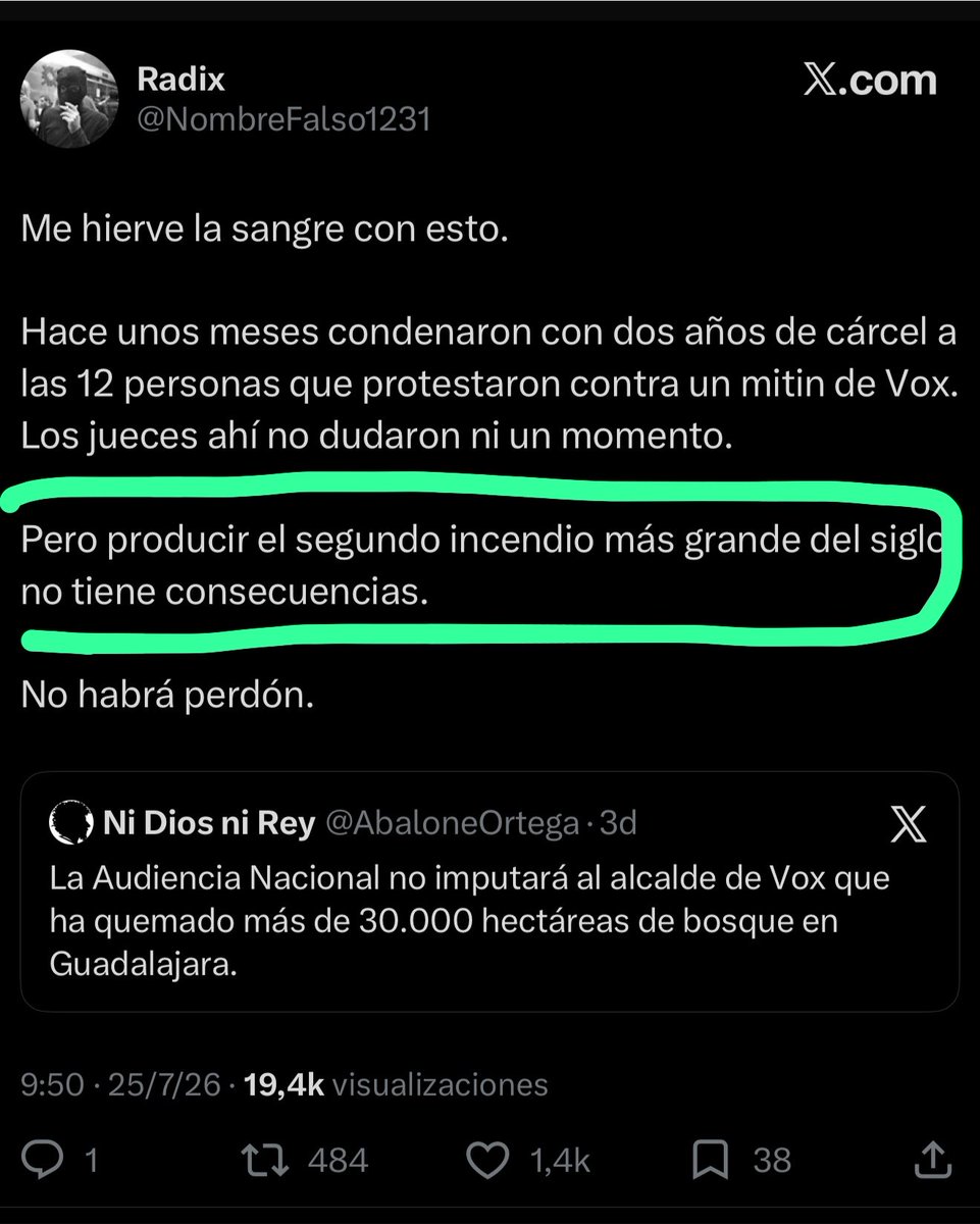 SrLiberal's tweet photo. Buenas tardes: @AbaloneOrtega @NombreFalso1231 @DonMitxeL_I

Todos los que acusen de manera pública y expresa a VOX o a cualquiera de sus cargos de haber provocado incendios van a ser conciliados y querellados.

Una cosa es la crítica política, otra muy distinta acusar de delitos https://t.co/sp5yWOFqQJ