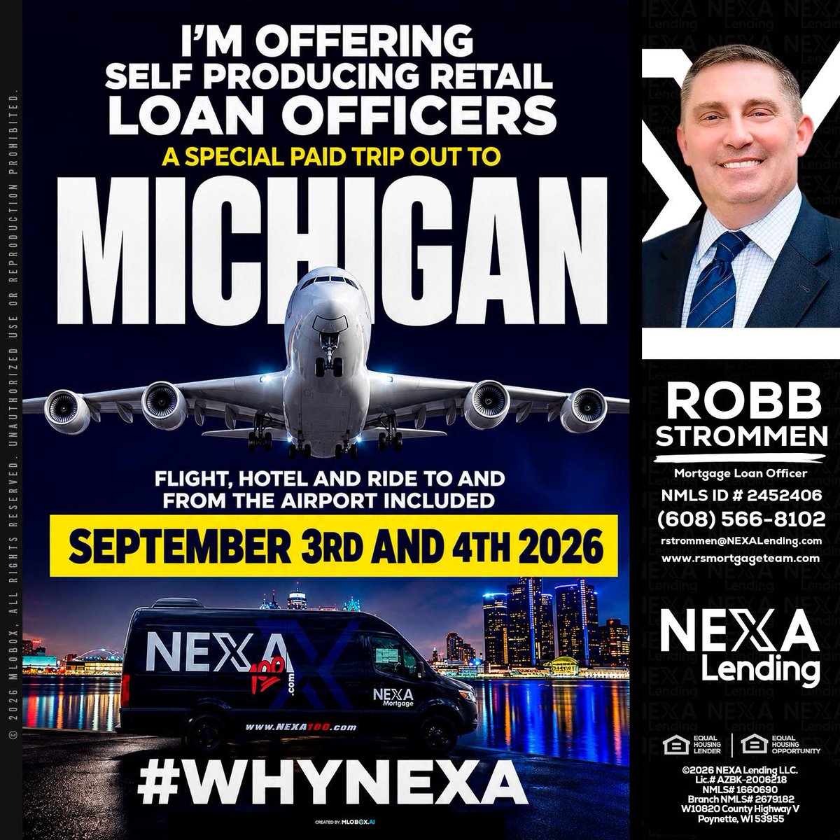 NEXAMortgageGuy's tweet photo. Exciting opportunity for retail loan officers! โ๏ธ Join us in Michigan on September 3rd & 4th for a paid trip, including flight and hotel! Don't miss out! #WhyNexa #LoanOfficers #Michigan2026
๐ง rstrommen@nexamortgage.com
๐ 608-566-8102 https://t.co/IlLAjF01od