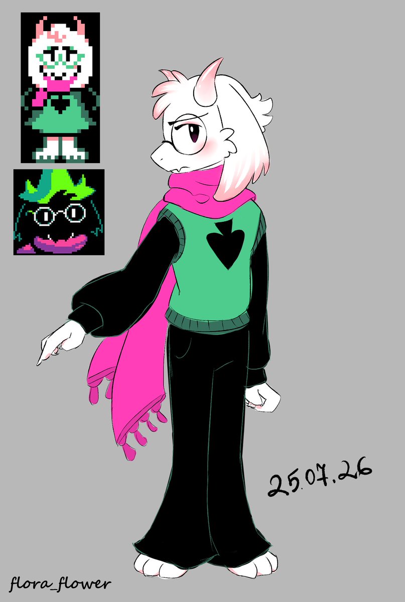 fl0ra_fl0w9r's tweet photo. So my friend thought about some Deltarune school AU and I drew Ralsei as a lightner. I'm currently busy with work and don't have much time for art these days, but I couldn't resist this opportunity to draw Ralsei. 
The 2nd sketch is a joke
#deltarune #ralsei https://t.co/3yBEn6JAsl