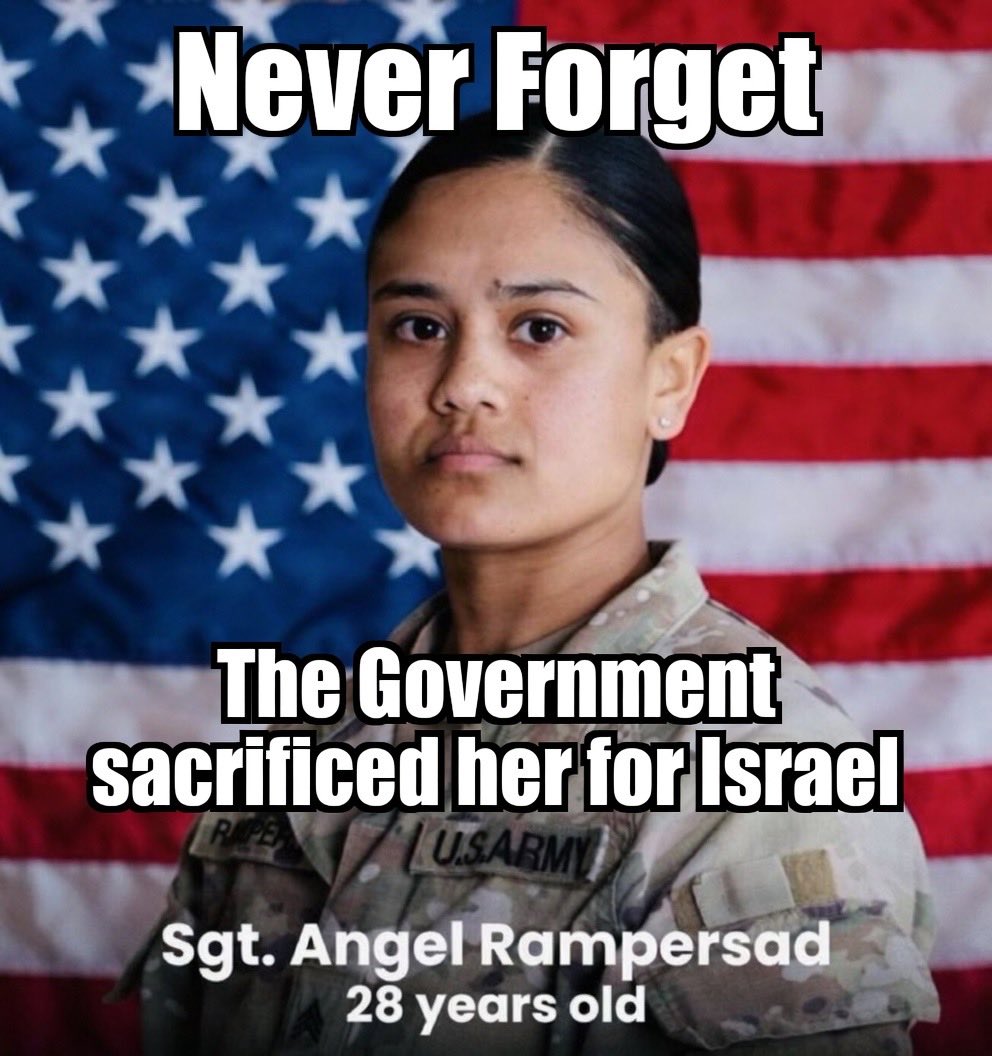 centraljerseyLP's tweet photo. The state is evil. It sacrificed Sgt. Angel Rampersad for Israel. We are all enemies of the state.
#NeverForget #SacrificedForIsrael #SgtAngelRampersad #EndTheWars #AmericaFirst https://t.co/FmXf8HLzu5