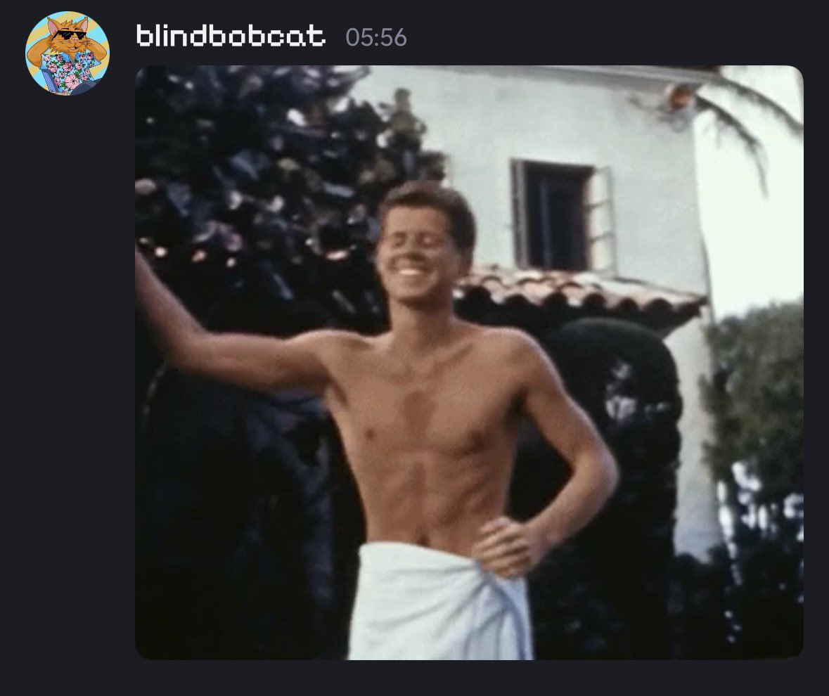 heartsaves's tweet photo. i guess we doin shirtless JFK now https://t.co/trSKEMfgcq