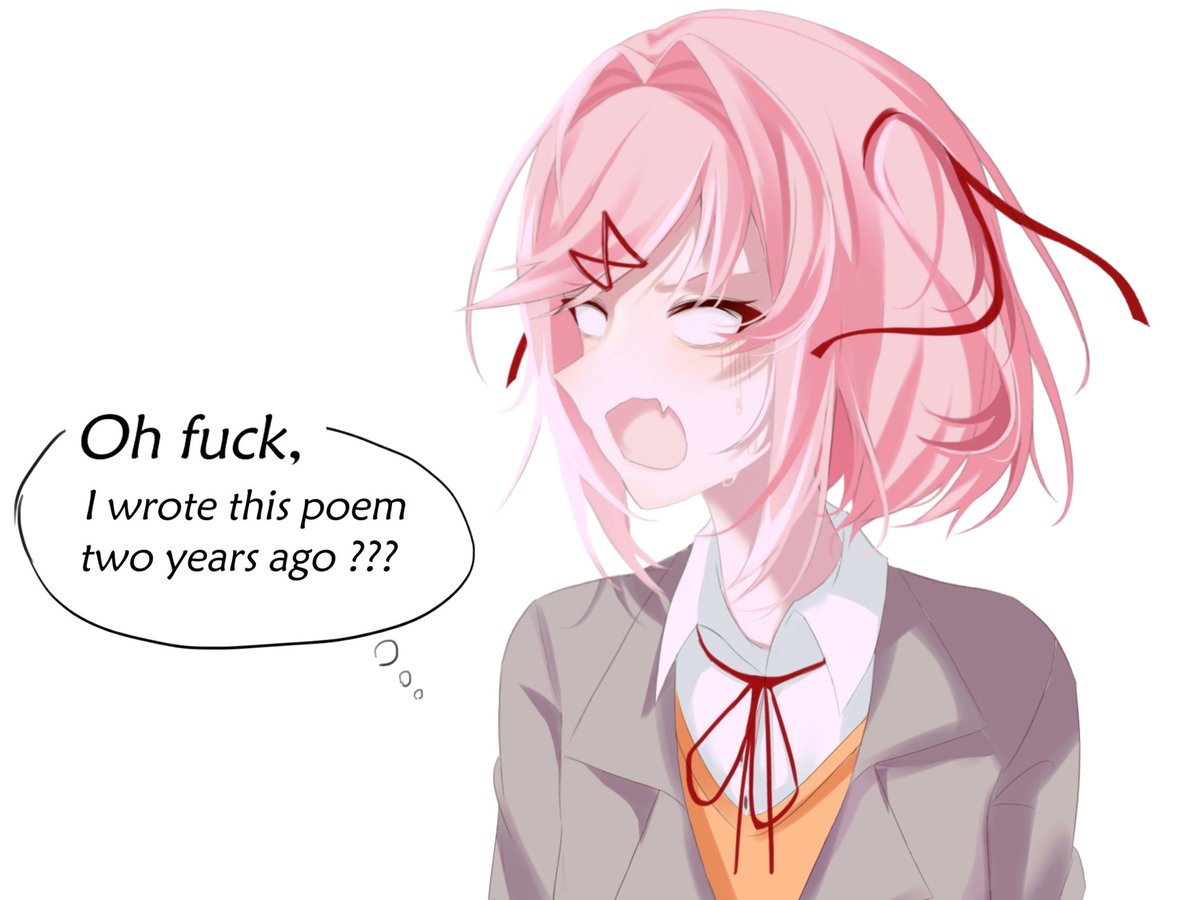 MSYNS4Love's tweet photo. I think all creators have this reaction when they see their old work.
#DDLC #Natsuki #ドキドキ文芸部 https://t.co/1nzr8urKdZ