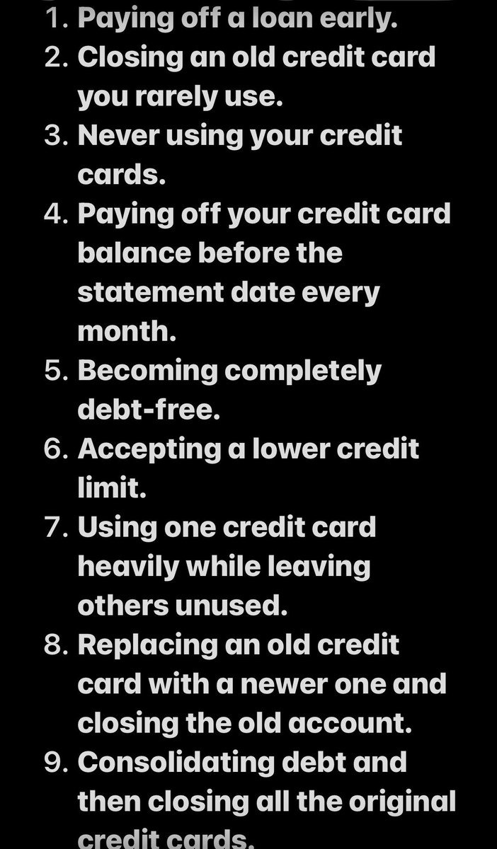 ImAndy46's tweet photo. financial habits that in all likelihood lower your credit score. I find these counter intuitive and dumb most of the times even though I know why!
#credit #creditscore #financial #loans https://t.co/HBc6NghiAU