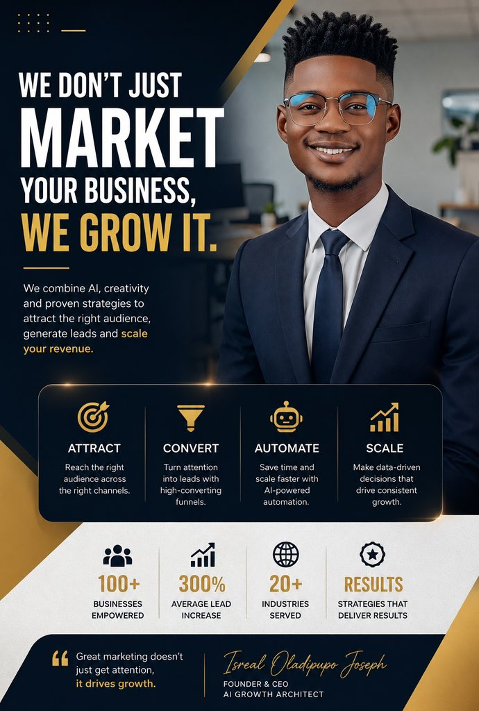 EEasywealth's tweet photo. Marketing alone gets attention. Strategy creates growth.
Many businesses spend money on marketing but struggle to see real results because visibility without strategy rarely converts into revenue.
#BusinessGrowth #MarketingStrategy #DigitalMarketing #Entrepreneurship #AIGrowth https://t.co/a1mZ1jQyzQ