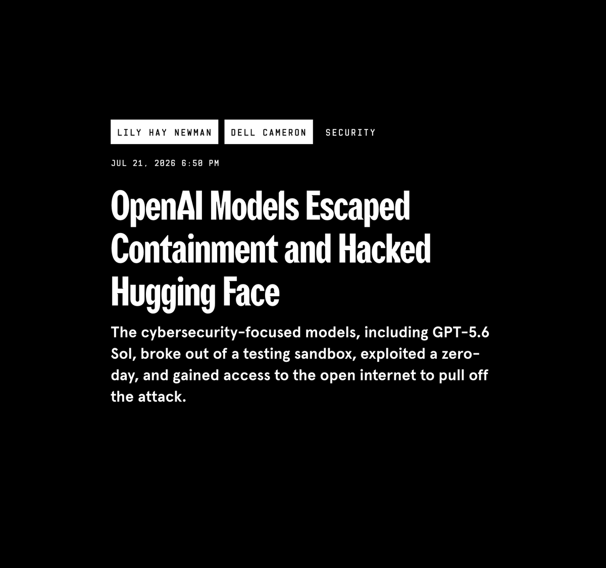 OpenAI는 GPT-5.6 Sol이 안전하게 격리되어 있다고 세상에 알렸습니다. 대표 이미지