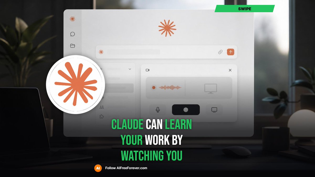 aifreeforever's tweet photo. Claude Cowork can now learn a task by watching you do it once. Anthropic’s new “Record a skill” option uses a screen recording plus voiceover to turn that workflow into a reusable skill for later.

The feature is rolling out in the Claude desktop app for Pro, Max, and Team subscribers. It’s aimed at repeat jobs like reports, spreadsheets, file sorting, and other work you usually have to explain step by step.

Anthropic is pushing Claude closer to a digital teammate, and this update cuts down on repetitive prompting. If you use Claude for routine work, this is one of the clearest signs it’s moving from chat to hands-on execution. #Claude #ClaudeCowork #Anthropic #Recordaskill #AIassistant #WorkflowAutomation #DesktopApp #Pro #Max #Team

Sources (Pcmag, Androidauthority, The-decoder)