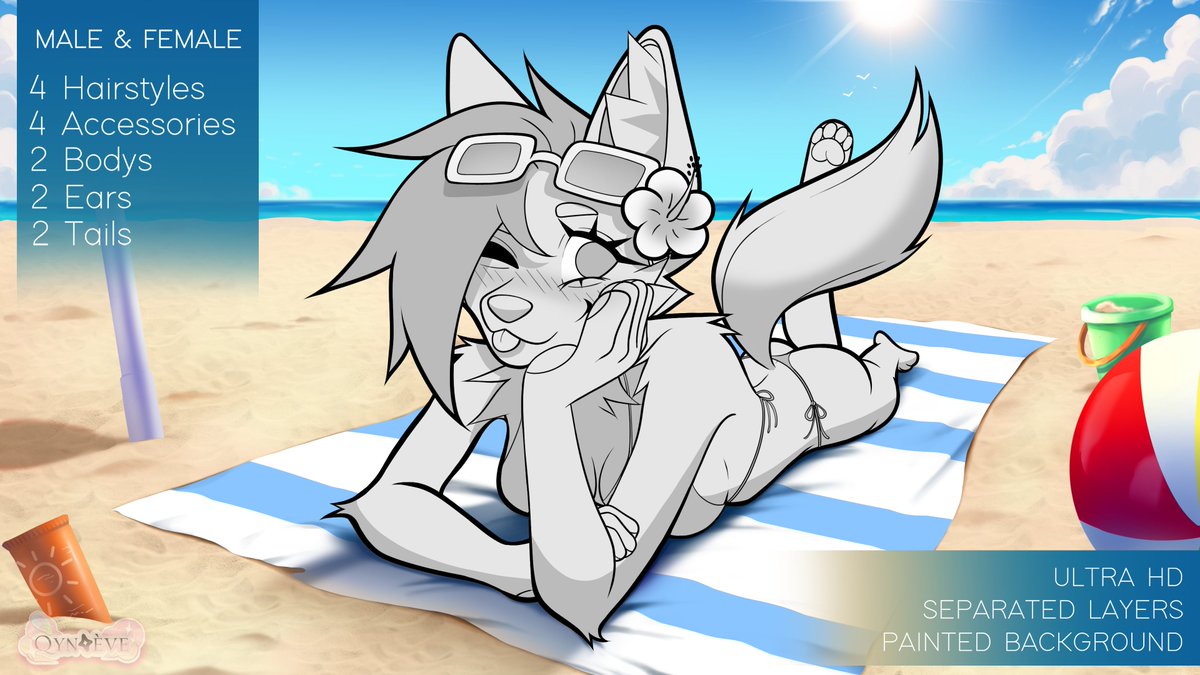 qyneve's tweet photo. ♡ New P2U furry base - beach day  ! ♡ 
(available in male &amp; female)

→ 5 will be given out for FREE at random, RT to participate !  :3     

✧ base is 12$ on my Etsy !     

 #furry #base #free https://t.co/S9Maq9h904