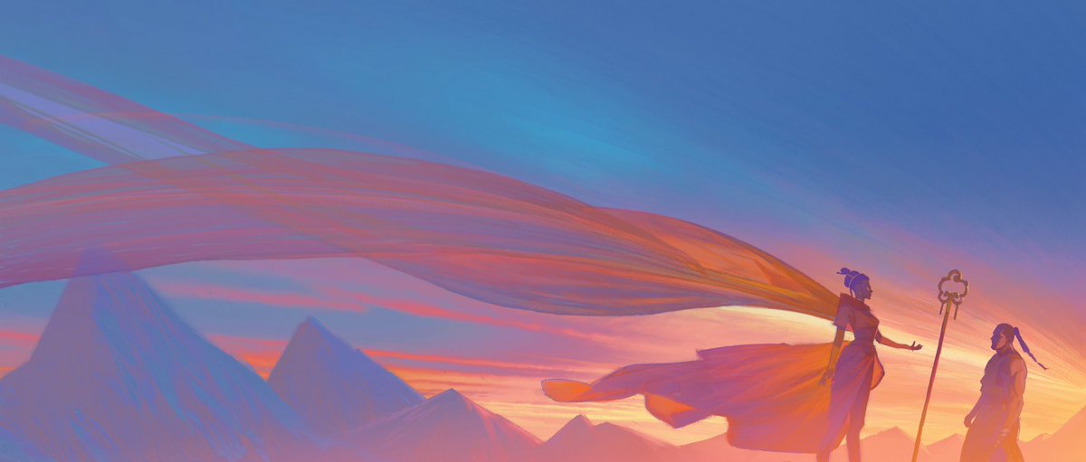 Chuwenjie's tweet photo. These are the very first paintings I made for Avatar Aang. I designed the art style for the Sonam and Tagah scenes throughout the film! https://t.co/udE3vAvec4