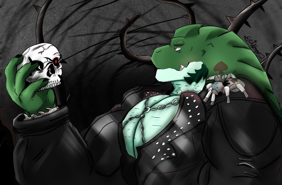 Stivorr's tweet photo. Dibujo de brunoflop para mis 3.5 fans los quiero muchachos 🐊🕷🖤 https://t.co/cJYBvbGtbc