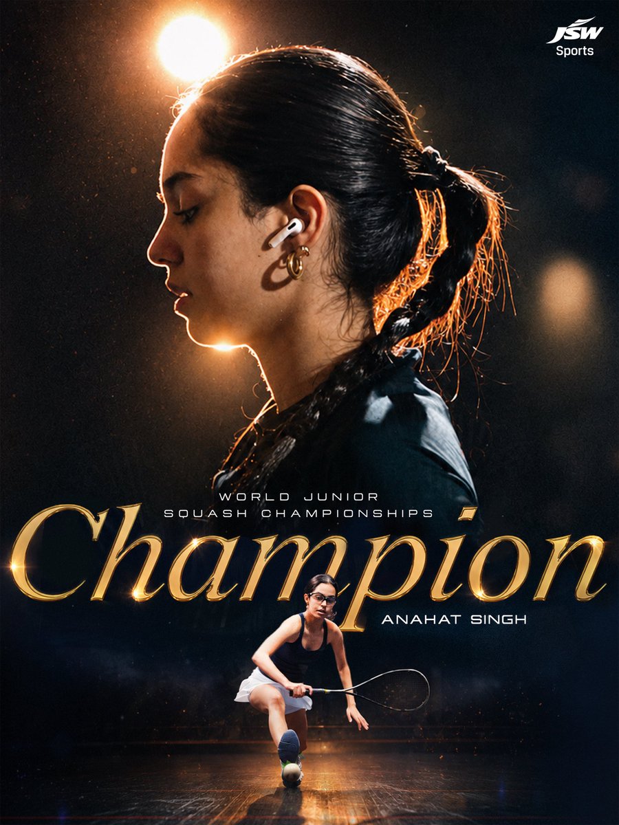 jswsports's tweet photo. Peak dominance. 🤯🔥
History has been made. 🇮🇳🏆

JSW Sports athlete Anahat Singh defeated Ruqayya Salem 3-0 to become the first Indian ever to win the World Junior Squash Championships. 

What a phenomenal achievement! 💙

#JSWSports #BetterEveryday #AnahatSingh https://t.co/WnMA4rOP3m
