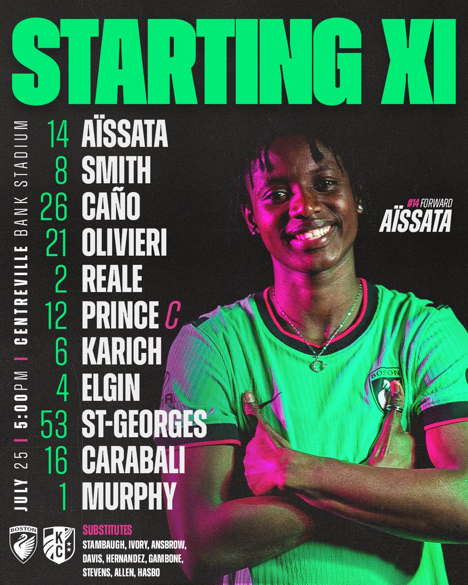 NWSLBoston's tweet photo. Saturday’s squad 🫡 https://t.co/3C7qctAQdl
