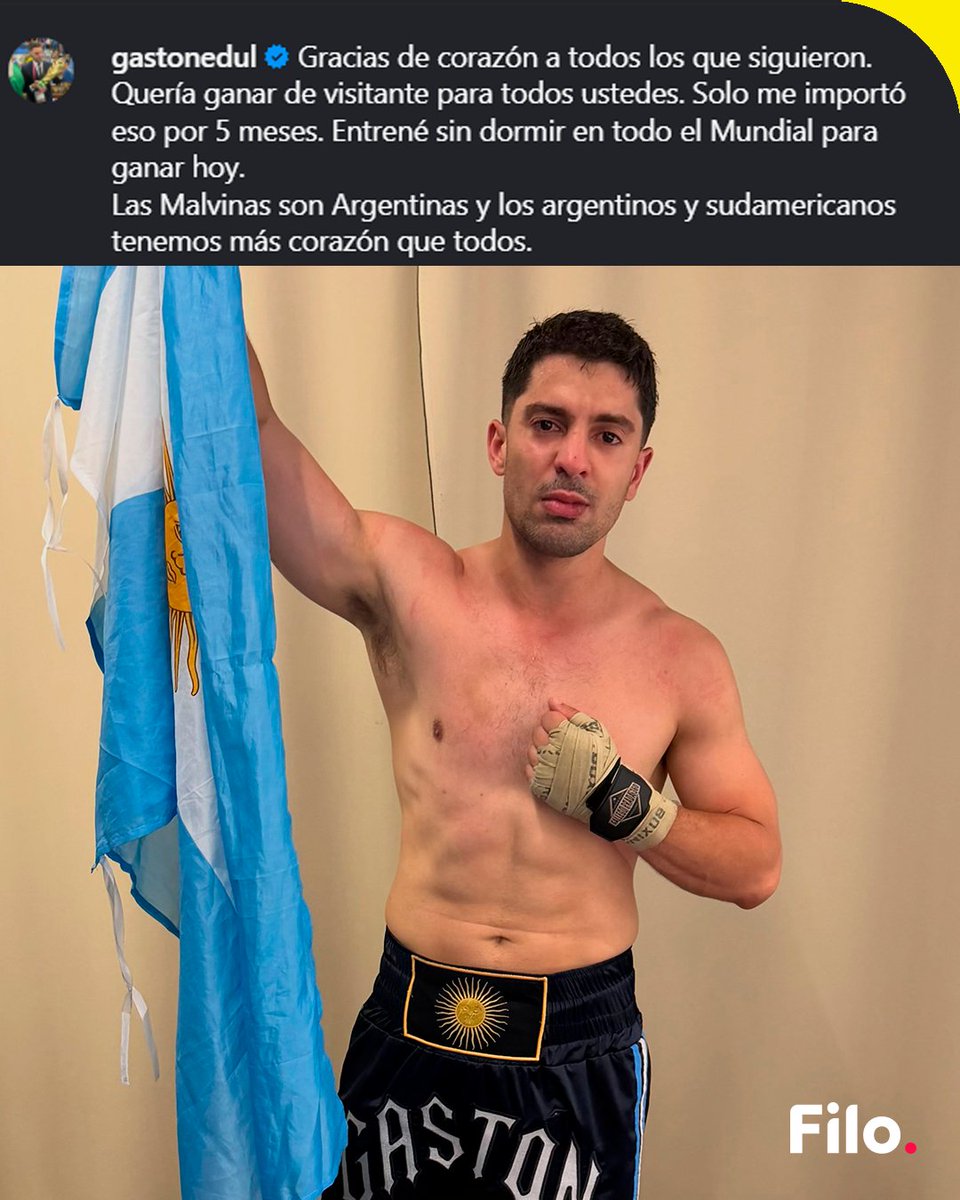 filonewsOK's tweet photo. 🥊 Edul tras perder ante Aguirre en La Velada: "Quería ganar de visitante para todos ustedes. Entrené sin dormir en todo el Mundial para ganar hoy"

🇦🇷 "Las Malvinas son Argentinas y los argentinos y sudamericanos tenemos más corazón que todos." https://t.co/SGxGKIWufn