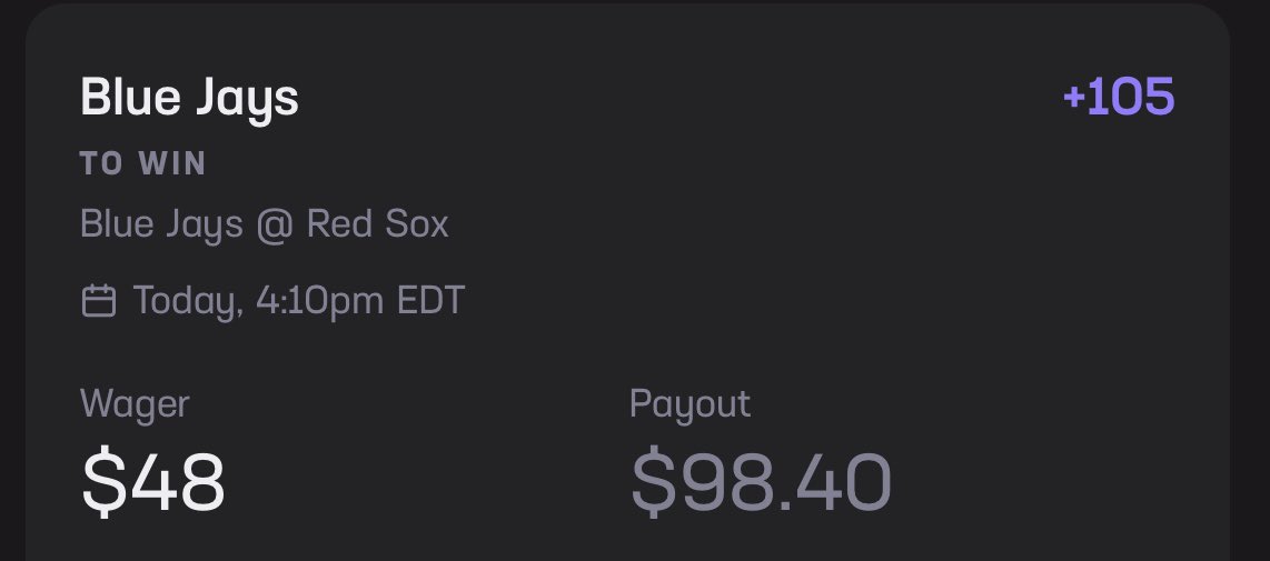AdamSharpLine's tweet photo. MLB Relay - Play #2 ⚾️ 

Toronto Blue Jays ML(+2.0%)+EV 🇨🇦🐦

80% of public money on the Red Sox but their line has moved in shorter. 🚩 #ReverseLineMovement 

Closing Line Value Tracker: (+105) ➡️ (-105) https://t.co/vXgOvOfICF