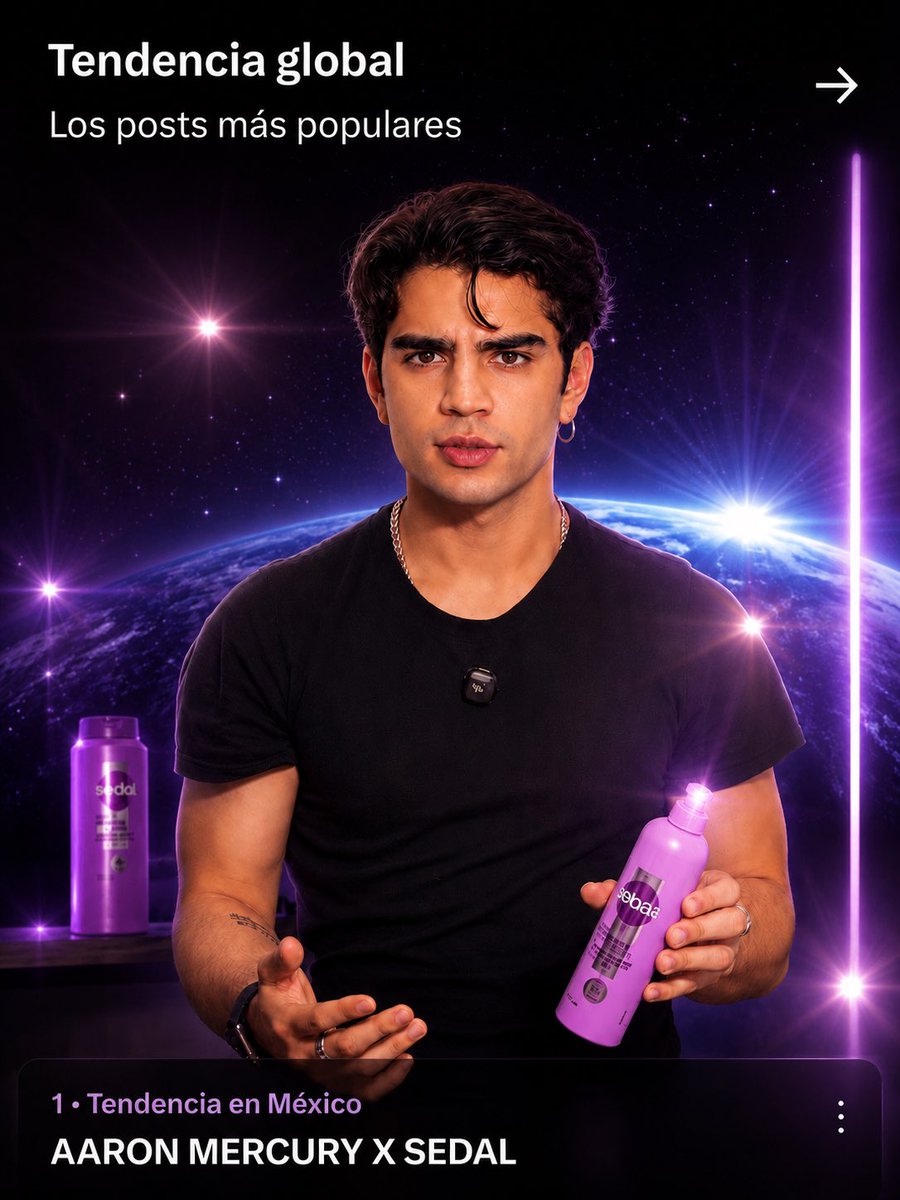 usa_mercury's tweet photo. Aarón Mercury sigue conquistando grandes marcas. 💜 Una colaboración que refleja talento, estilo y una presencia que no pasa desapercibida.

AARON MERCURY X SEDAL
#SubeleElVolumenATuPelazo 

EL REY DE LAS TENDENCIAS✨

#AARONATION https://t.co/rvbpC8gMXc