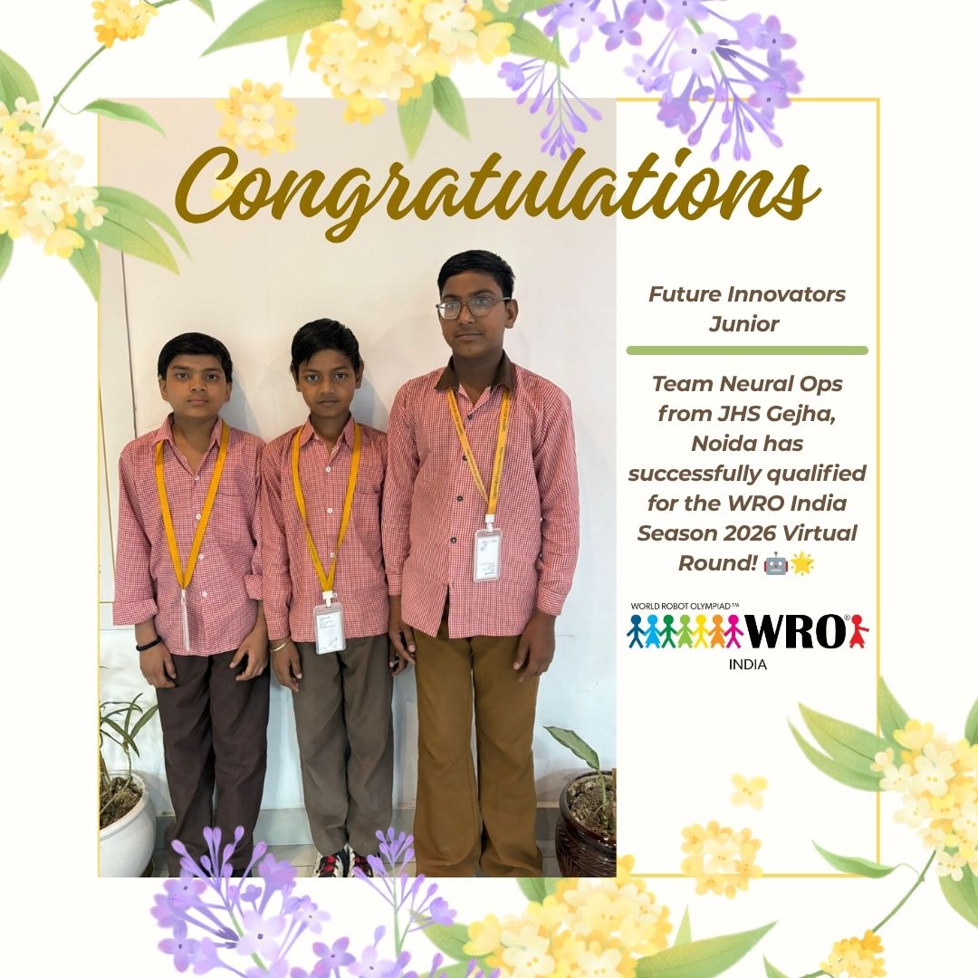 officialaadhaar's tweet photo. Proud moment for AADHAAR! 🤖✨

Congratulations to Neural Ops Team, JHS Gejha, Noida for qualifying for the WRO India Season 2026 Virtual Round.

Among 1,800 teams, only 60 reached the Regional Round, and we are one of them! 🚀

#WROIndia2026 #NeuralOps https://t.co/81Oot61LPV