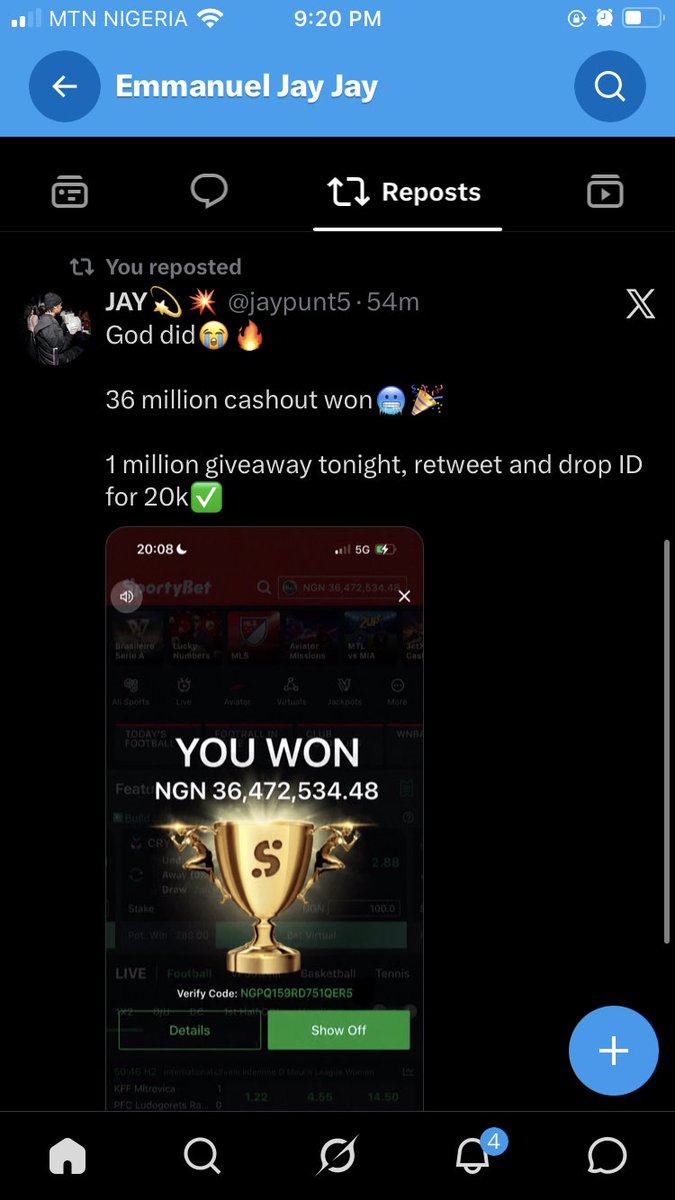 Jesujuwonlo_E's tweet photo. @jaypunt5 @kingmoren1 Sporty ID; 8132239591 thanks boss https://t.co/sDEHduDaCw