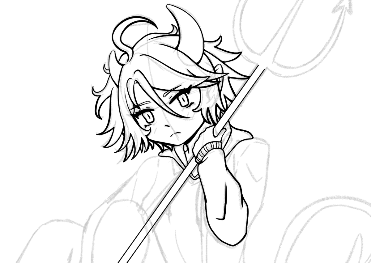 SaneNormalnKind's tweet photo. I'm trying out a different art style but i'm way too meticulous about line art so it's taking me forever to line when the sketch didn't take me long at all https://t.co/WLqz3raxYc