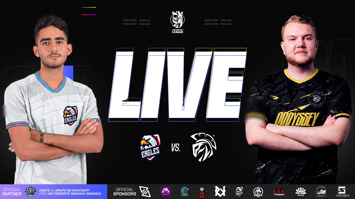 CR_Supremacy's tweet photo. ⚫ 𝐋𝐈𝐕𝐄 - 𝐌𝐀𝐓𝐂𝐇 𝟏 - 𝐑𝐎𝐔𝐍𝐃 𝟒

FIRST MATCH OF THE DAY! 🏆🔥

A must-win showdown for both Eagles Gaming and Oddyssey! Both teams need the victory to stay in the playoff qualification zone. 📈

🇬🇷 @EGeSportsCR 🆚 @Oddyssey_offcl 🇩🇪
⏰: 20:00 UTC - 14:00 🇲🇽 - 22:00 🇪🇸
📺🇪🇸: https://t.co/5k8UByRyAJ
📺🇪🇸: https://t.co/t5eMdpAwa3
🎙️🇪🇸: @elpana507xd

#SMCY2026 #WeAreSL #ClashRoyale