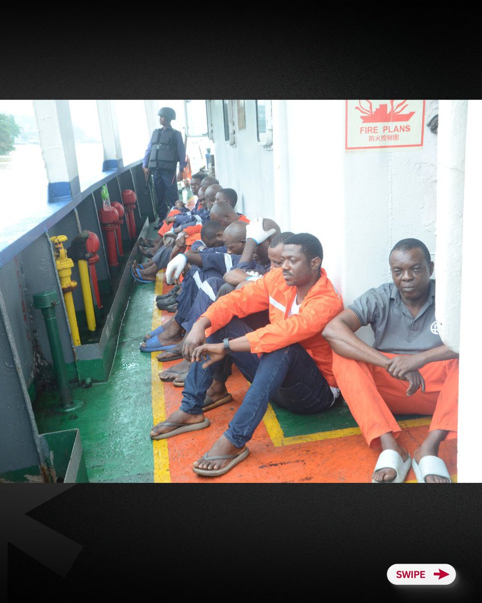 NgrImpact's tweet photo. PHOTONEWS: Navy arrests ship, crew members engaged in stealing crude oil in Niger Delta. https://t.co/HP9kGp7Ynn