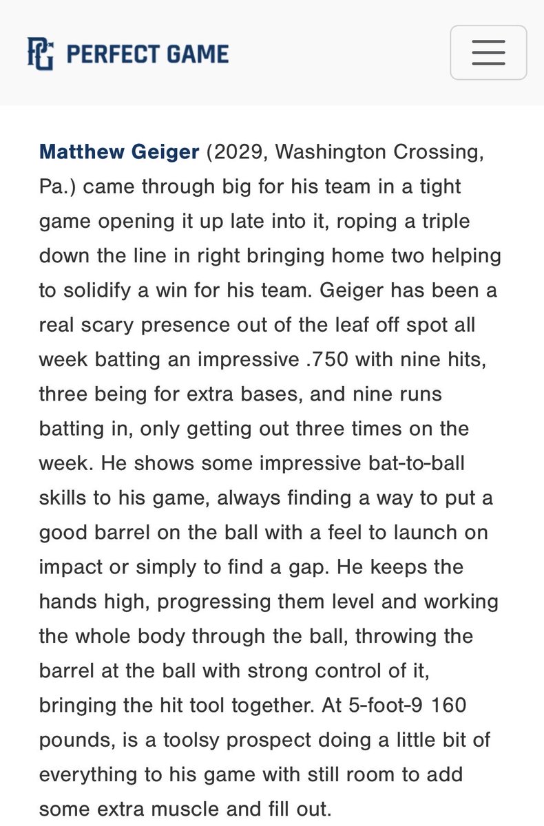 mgeiger2029's tweet photo. Great Weekend at 15u WWBA National Championship:
Batted .611 (11-18) with 3 Doubles, 1 Triple, 9 RBI’s | Finished 48 on Top Performers | Here are 2 Scout Notes from this week: https://t.co/jcRMFo7TtG
