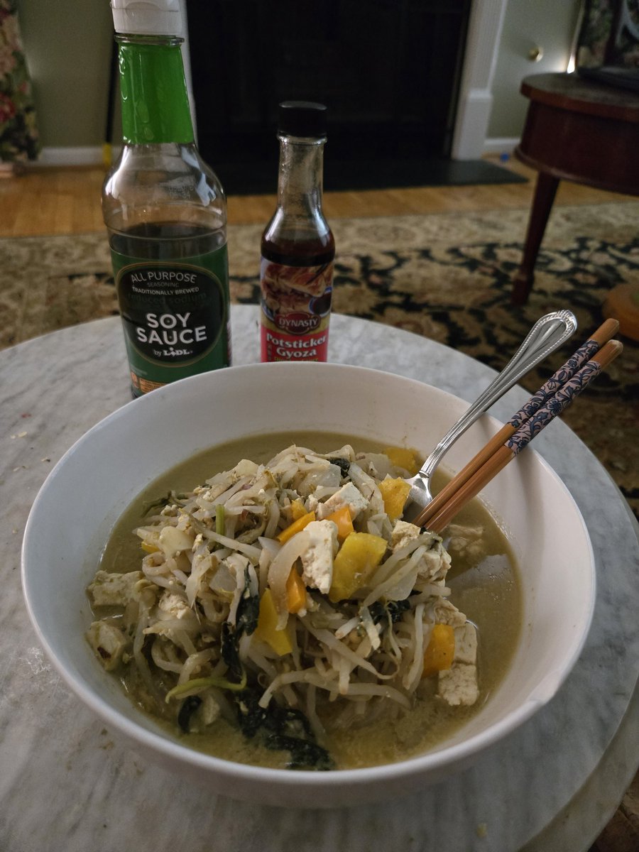 centerepublican's tweet photo. My husband made some Thai green curry for dinner. It was spicy and delicious. What are you having? #Vegan #GoVegan #veganfood #veganeats #veganaf #dinner https://t.co/HWQaaoG5vN
