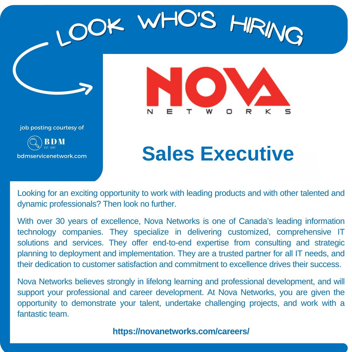 jobsfrombdm's tweet photo. 🍁 #JobAlert 🇨🇦
Sales Executive 📈
📍 Ottawa / Montreal / Toronto
→ Nova Networks
📄 For job description and to apply, visit 🔗 https://t.co/ntQQcK1700
#OntarioJobs #OttawaJobs #MontrealJobs #TorontoJobs #SalesExecutive #TechSales #ITSales #B2BSales #AccountExecutive #BusinessDevelopment #MSPSales #ManagedServices #CybersecuritySales #OpportunityAlert #Hiring #HiringAlert #Jobs #Careers #HiringNow #NowHiring
