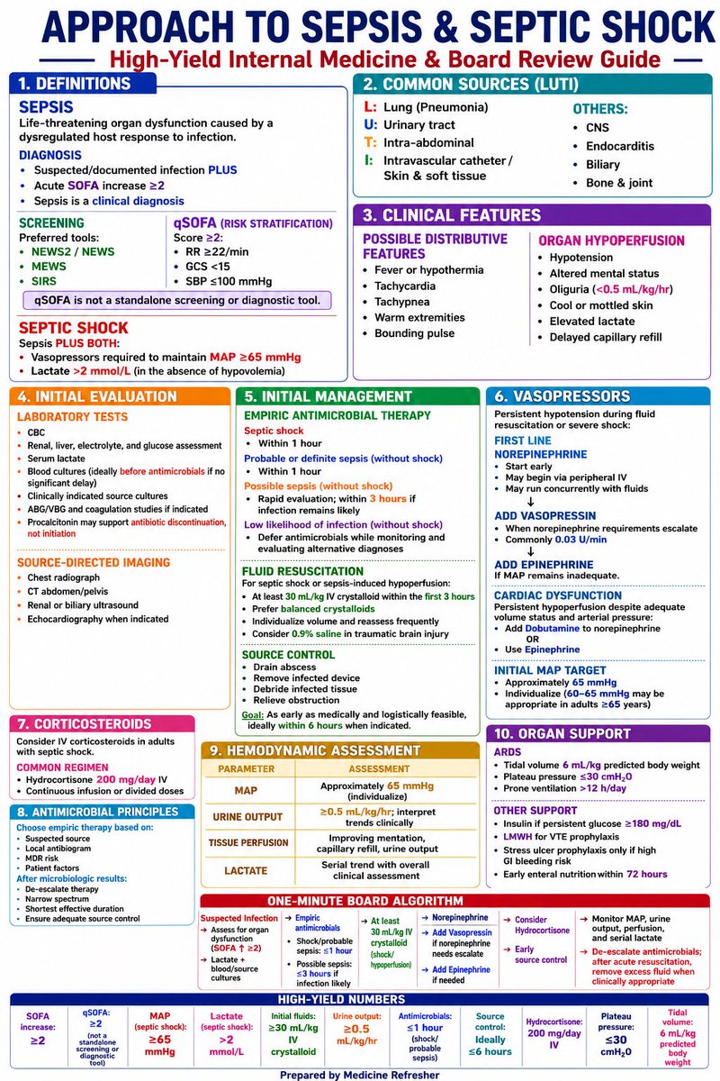 notes4medicine's tweet photo. APPROACH TO SEPSIS &amp; SEPTIC SHOCK: High-Yield Internal Medicine &amp; Board Review Guide https://t.co/KJHPRX3YB9