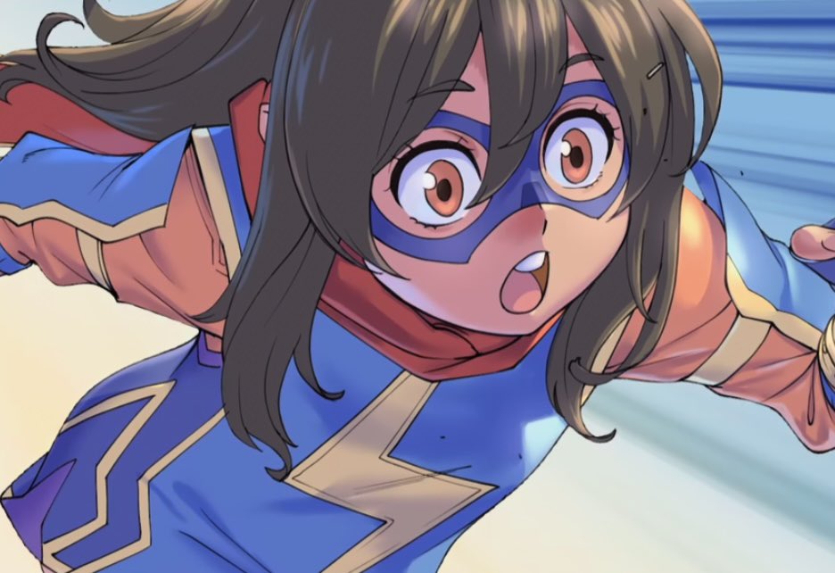 VRuas1's tweet photo. Convirtieron a Ms Marvel en una chica kawaii de anime que parece sacada de My Hero Academia https://t.co/bbPyxIXDVz