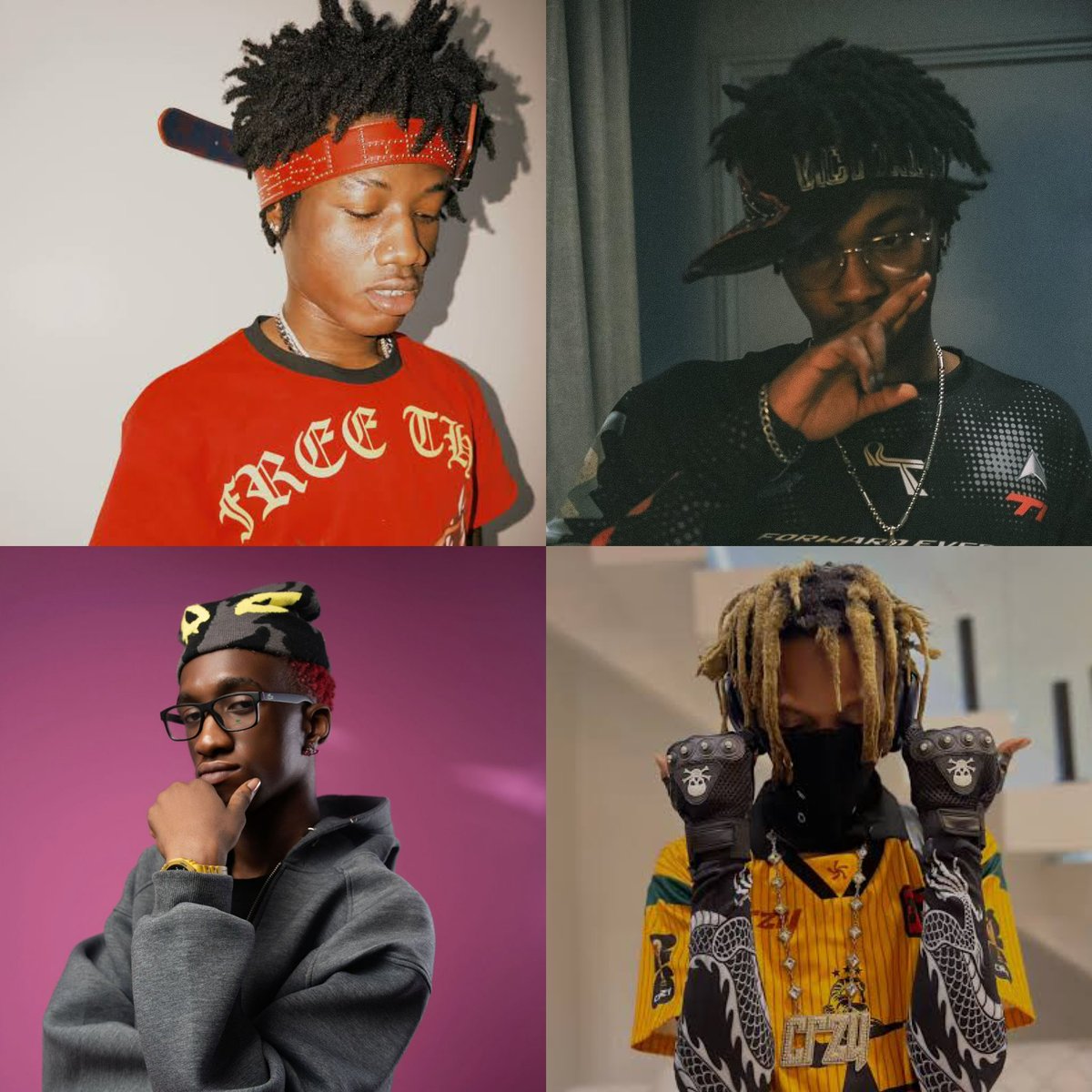 Laredoxyz's tweet photo. Based on their lyrics, which of these artists do you think is most likely to attract EFCC’s attention first?🤷🏽⚠️
1. Zaylevelten
2. WAVESTAR
3. MAVO
4. ARTSALGHUL
#wavestar #zaylevelten #mavo #artsalghul #laredoxyz https://t.co/qAIlLmus4W